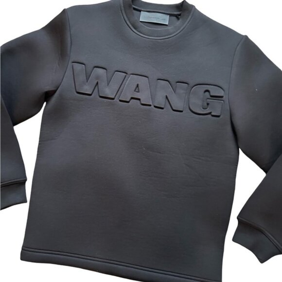 ALEXANDER WANG FOR H&M Black Neoprene Logo Embossed Sweatshirt Size small - Picture 3 of 6